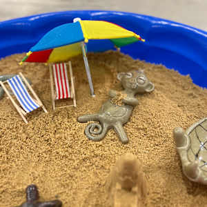 Beach Day by Liam Henry Klingensmith  Image: Liam Henry Klingensmith, "Beach Day", 2024, mixed-media installation, 6.5 x 39.75 x 35 in. (detail)