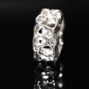 Sterling Silver Ring with 5A Cubic Zirconia Stones by John Moorman