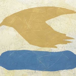 Gold Bird Over Blue Cloud by Louise Laplante