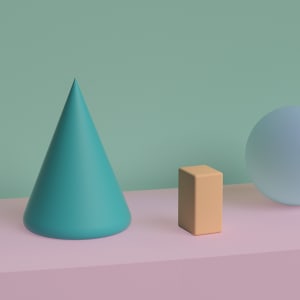 Cone, Block, And Sphere by Ronald Davis