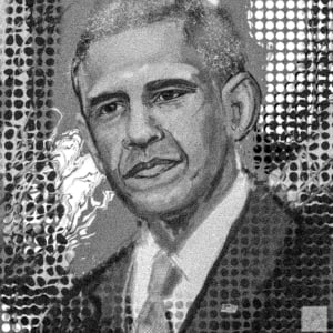 Digital Portraits of Public Figures - PRINTS by Eileen Backman  Image: Barack Obama BW