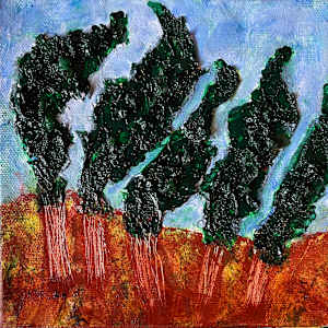 Windblown Cypresses by Marcia Bhorjee