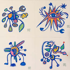 Series of Sun Gods and Satellites (12 Miniatures). by Sandra Perez-Ramos