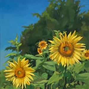 Two Bees, Five Sunflowers by Patrick Sieg
