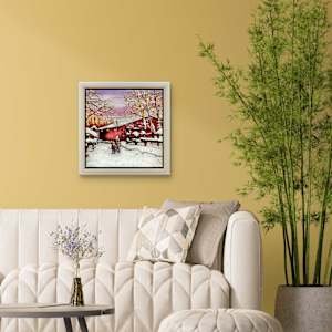 Snowy Red Barn by Joanne Berger 