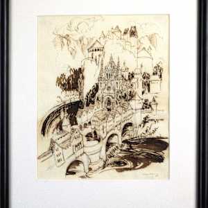 Untitled Village, Church And Castle In Landscape by Vrnae Chu
