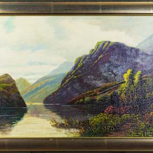 River In Mountain Landscape by Thomas C. Blake
