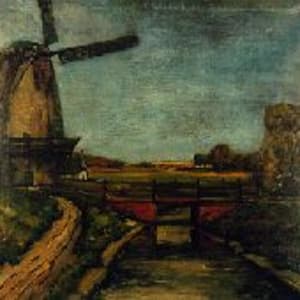 Dutch Landscape With Canal And Windmill by August Schluter