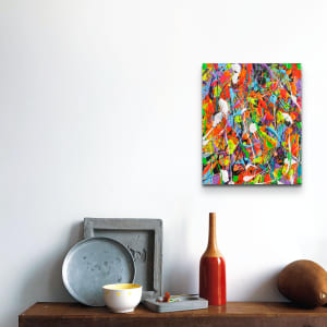 Night at the Carnival by Bridget Bradley  Image: 'Night at the Carnival' Heavy Texture Abstract Painting Hanging In Situ. Hand-painted by Bridget Bradley