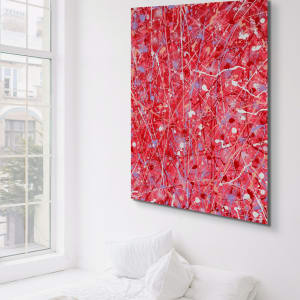 Passion by Bridget Bradley  Image: Image of 'Passion' original Abstract Expressionism Painting on Canvas Hanging in Bedroom. Hand-painted by Bridget Bradley