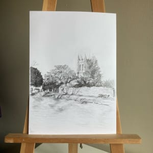 St Mary’s church, Charminster (pencil) by Ally Tate
