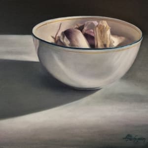 White Bowl and Garlic by Lorraine Pichugin