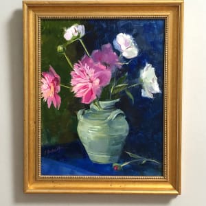 Peonies in Green Vase 
