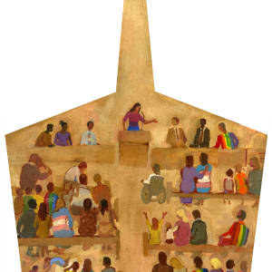 Friends at Church, (Large) by J. Kirk Richards