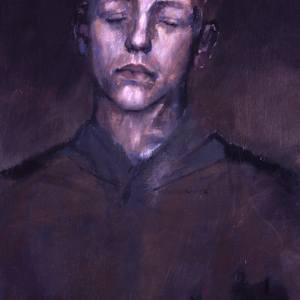 Self Portrait with Eyes Closed by J. Kirk Richards