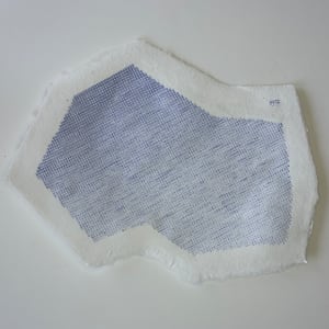 color study on polygonal handmade paper: blue
