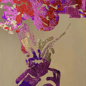 Purple Tulips by Melissa Carroll  Image: Underpainted with metallic leaf