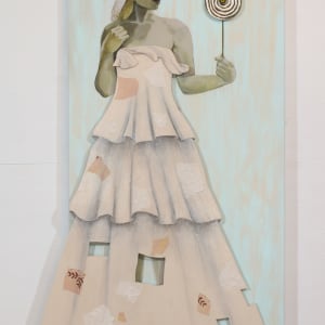 "Shimmer" by Lisa Shinault  Image: View of "Shimmer" seen while 'wearing' "Long Patch Dress".  H35" X W28" X D1.5"