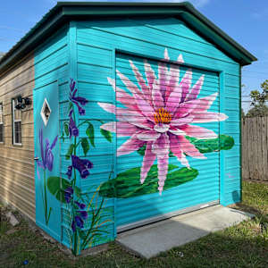 Shed Lotus mural by Dan Terry