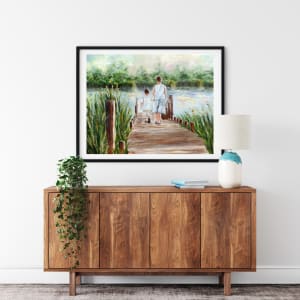 Brothers on the River Dock by Jenn Royster  Image: Brothers on the River Dock framed on Wall