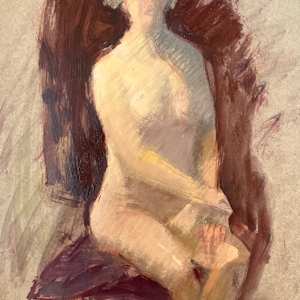 Seated Nude in Red by Sarah Griffin Thibodeaux