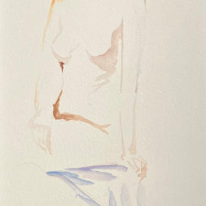 Seated Nude with Blue Drape by Sarah Griffin Thibodeaux
