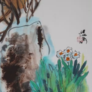 Narcissus, Persimmon and Stone by Kwan Y. Jung