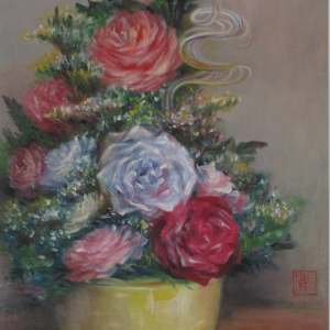Still Life Study - Flowers and Lizard by Yee Wah Jung