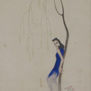 Woman Leaning On Willow Tree by Chiu Fung Poon