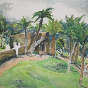 Horton Plaza by Yee Wah Jung  Image: Inventory #2063 on back of painting.