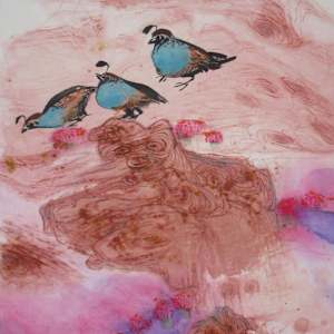 Blue Quails Walking by Kwan Y. Jung