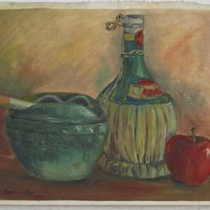 Art School Study - Cigarette, Ashtray, Chianti and Apple by Yee Wah Jung