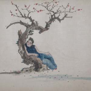 Cling on the Plum by Chiu Fung Poon Attributed