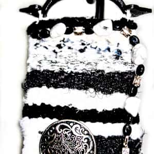 Peaceful Resilience  Mini Art Tapestry by Annette  Image: Accents high quality stone bracelet & vintage embossed metal bracelet circle. 