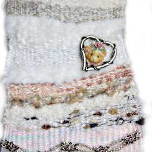 Vintage Dreams Mini Art Tapestry by Annette  Image: Jewelry accents deliver sparkles & fun
Unique repurposed jewelry with vintage bear accents