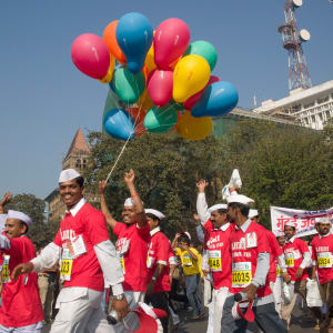 'Mumbai Dabbawalas At The Marathon' (2006) by Sanjay Marathe
