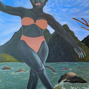 Soft Rivering My Way…to a Summer Sweet Like Cinnamon (Diptych) by Yewande Kotun Davis  Image: Soft Rivering My Way (Left)