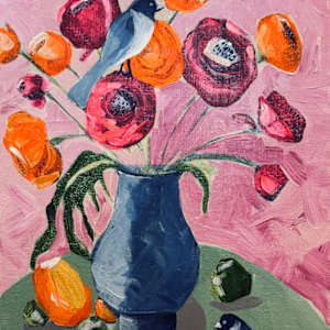 Still Life with Electric Ranunculus by Bernadette Youngquist