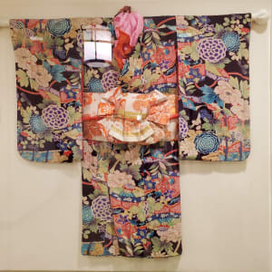 Child's Kimono with Scarf and Obi by Sendai, Japan