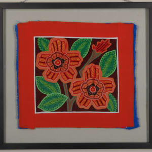 Two Orange Hibiscus Mola by Paulo, San Blas Islands, Panama