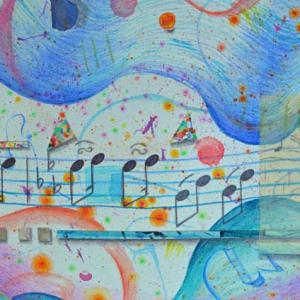 Birthday Party with Red-winged Blackbird Symphony, Robin Solo  Image: Birthday Party with Red-winged Blackbird Symphony, Robin Solo, detail