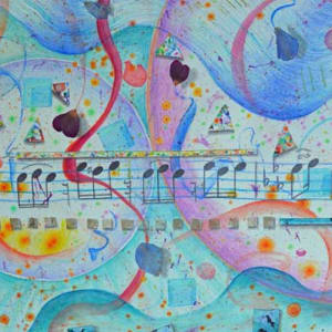 Birthday Party with Red-winged Blackbird Symphony, Robin Solo  Image: Birthday Party with Red-winged Blackbird Symphony, Robin Solo, detail