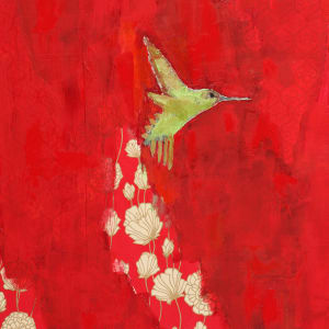 Hummingbird on Red by Carolina Hewett