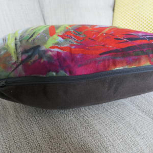 Autumn Fire Cushion by Elaine Almond  Image: Side zip