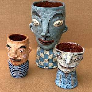 Two Faced Ceramic Vases by Jenny Mendes