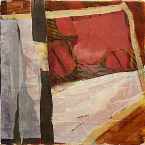 Red, Orange, White Abstract by Leslie Miller