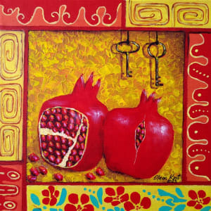 Pomegranates on Yellow #16 by Olena Kvit (Kharchyshyna)