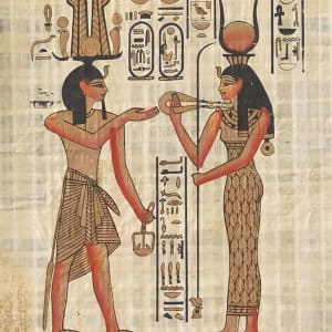 Queen Receiving a Necklace from the King Papyrus by OTYO Art Collection