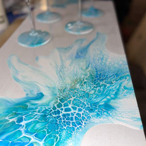 Ocean Side 34” Charcuterie by Pourin’ My Heart Out - Fluid Art by Angela Lloyd 