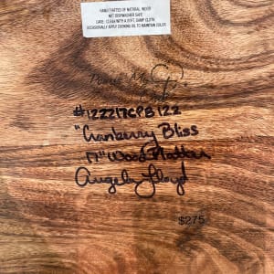 Cranberry Bliss, 17”  Wood Platter by Pourin’ My Heart Out - Fluid Art by Angela Lloyd 